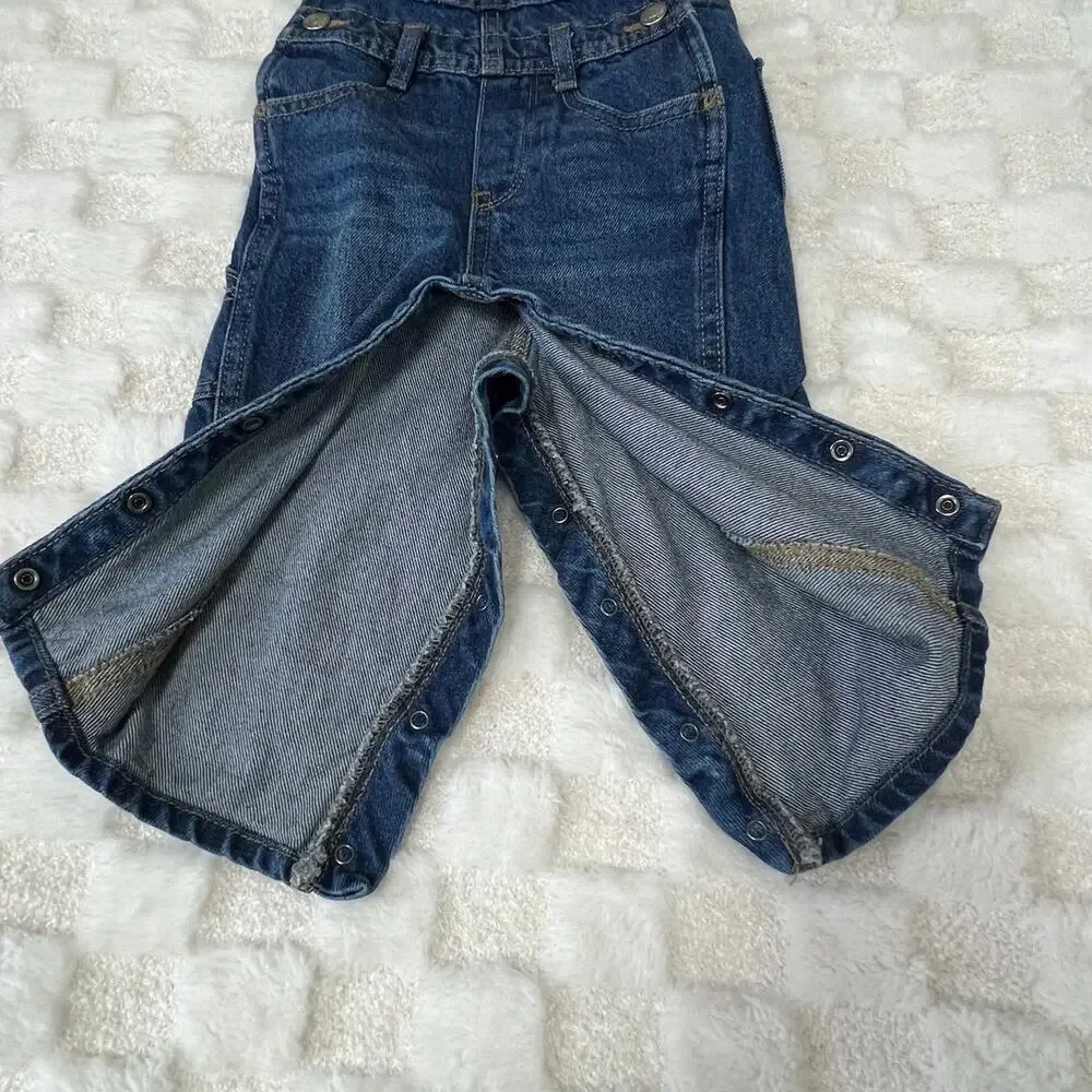 Old Navy Workwear Baby Denim Overalls 18-24 Months Snap Leg Toddler